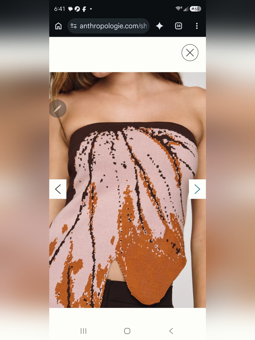 By Anthropologie Butterfly Asymmetric Bandeau Top